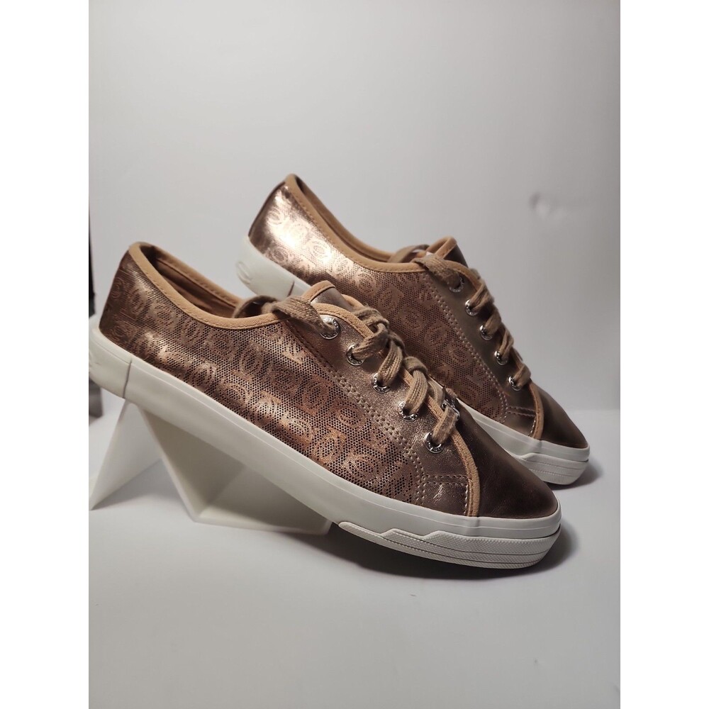 WOMENS bebe  LOGO METALLIC GOLD DANE LACE UP SNEAKERS SZ 10